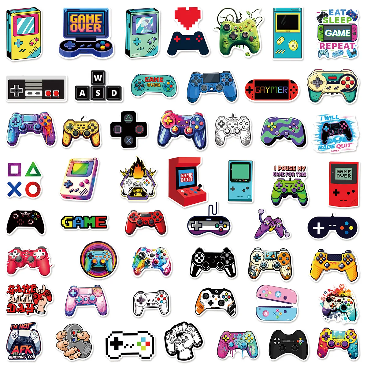 

50PCS Game Controller Stickers Waterproof Cartoon Creative Retro Gamepad Graffiti Decoration Kids Toys Laptop Guitar Bike Decals
