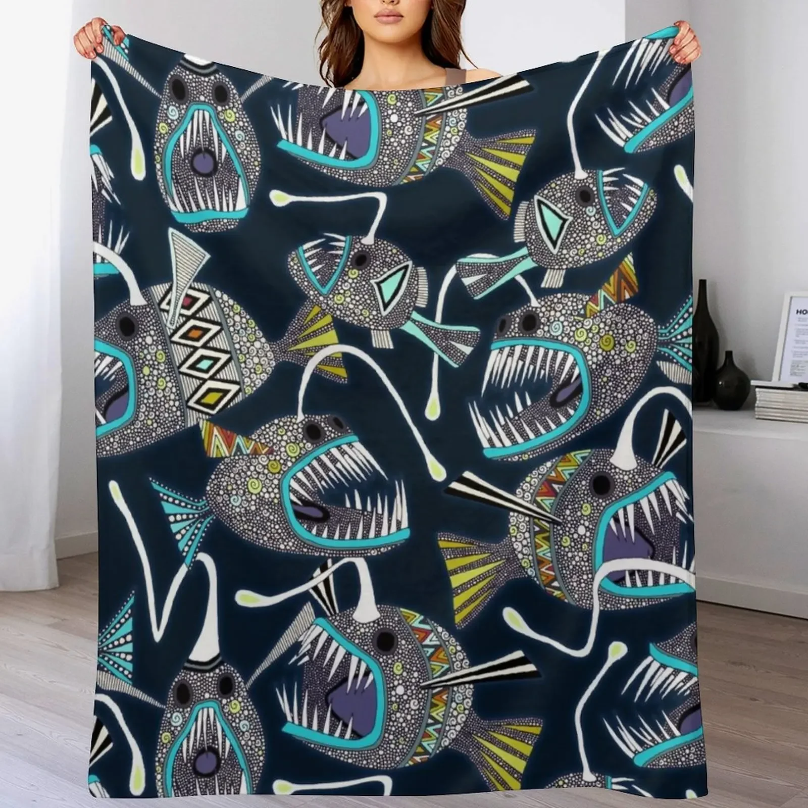 

deep sea anglerfish Throw Blanket Cozy Throw Blanket for Bed Sofa Chair