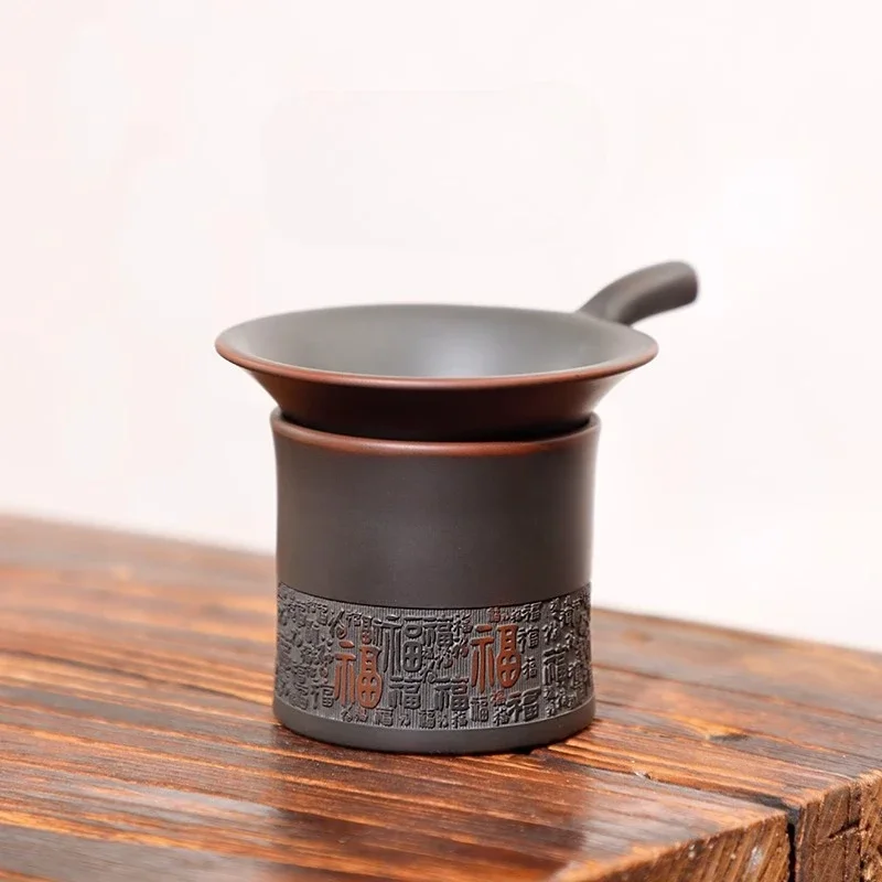 Vintage Ceramic Filter Set All-Ceramic Integrated Tea Strainer Seperator Strainer Kung Fu Tea Ceremony Tea Filter