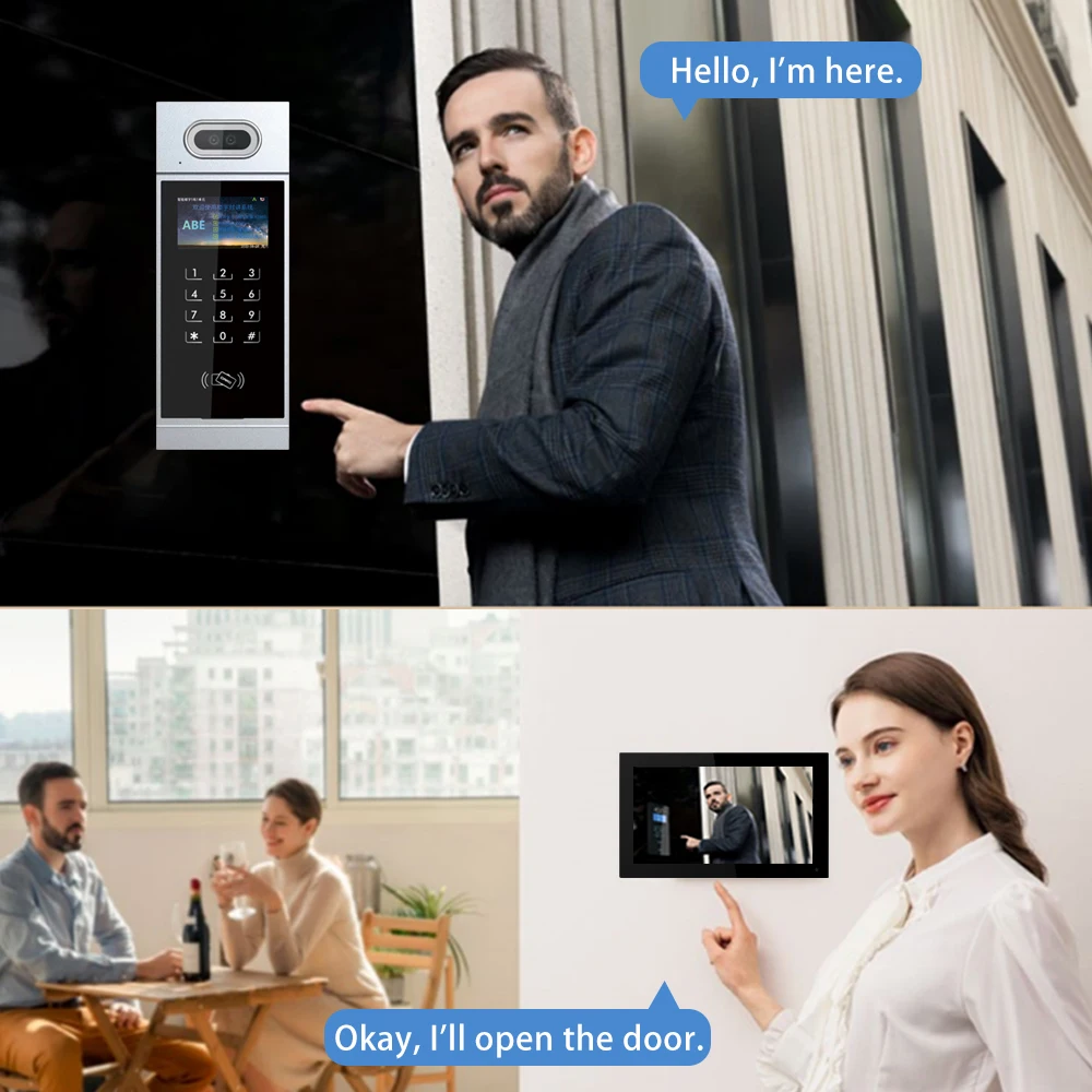 Sistema de intercomunicación Visual, timbre para el hogar, sistema de Control de acceso con reconocimiento facial HD, juego de máquinas inteligentes para interiores