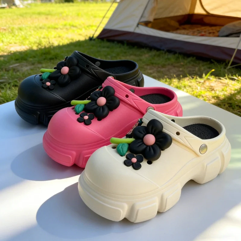 

Chunky Platform Clogs Sandals Women 2026 Summer Soft Thick Bottom Beach Garden Shoes Woman Slide Non Slip Eva Wedge Slippers