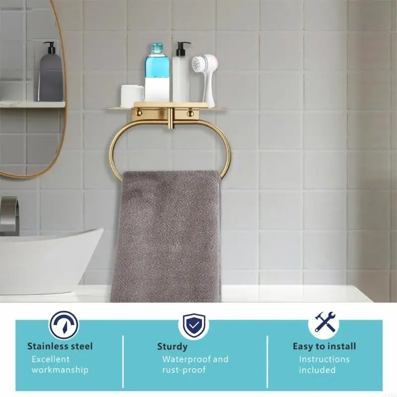  Strong Not Rusts Steel Bathroom Towel Rings Wall Mounted Towel Bracket Featuring Steel Frame for Reliable Installation