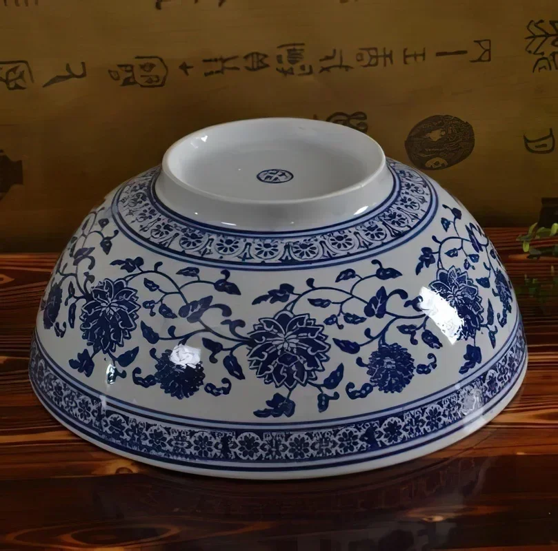 Blue And White Large Bowl Ceramic Bowl Blue And White Porcelain Japanese Bone China Tableware Rice Noodle Kitchen Supplies