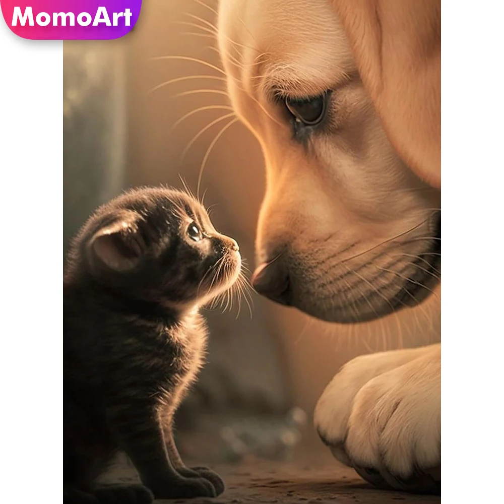 Momoart 5D DIY Diamantmalerei Hund Tier Neuerscheinung Diamant-Mosaik Katzenmuster für Erwachsene Anfänger Stickerei Einzigartiges Geschenk