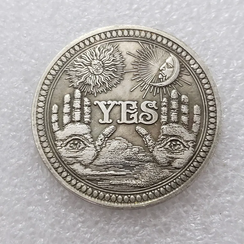 Yes/No Decision Coin Antique Silver Floral Design Collectible Metal Souvenir Badge Perfect Gift for Making Tough Daily Decisions