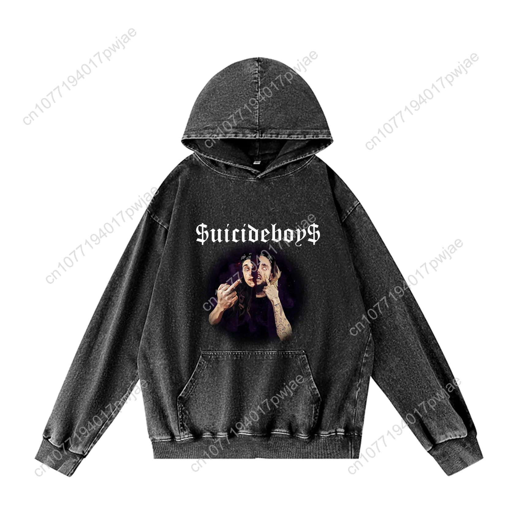 เสื้อฮู้ดดี้ฮิปฮอป Suicideboys สำหรับผู้ชายและผู้หญิง สไตล์วินเทจ มีกระเป๋า เสื้อโอเวอร์ไซส์ สามารถสั่งทำได้