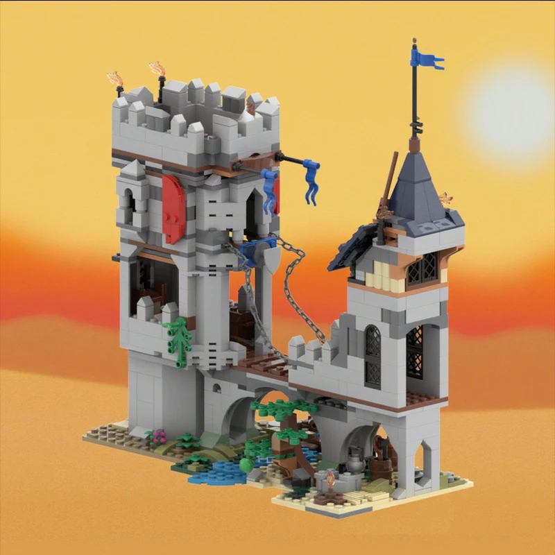 

886 шт. MOC Bridge Keep Building Blocks Идеальный подарок для праздничных строительных приключений, рождественский подарок