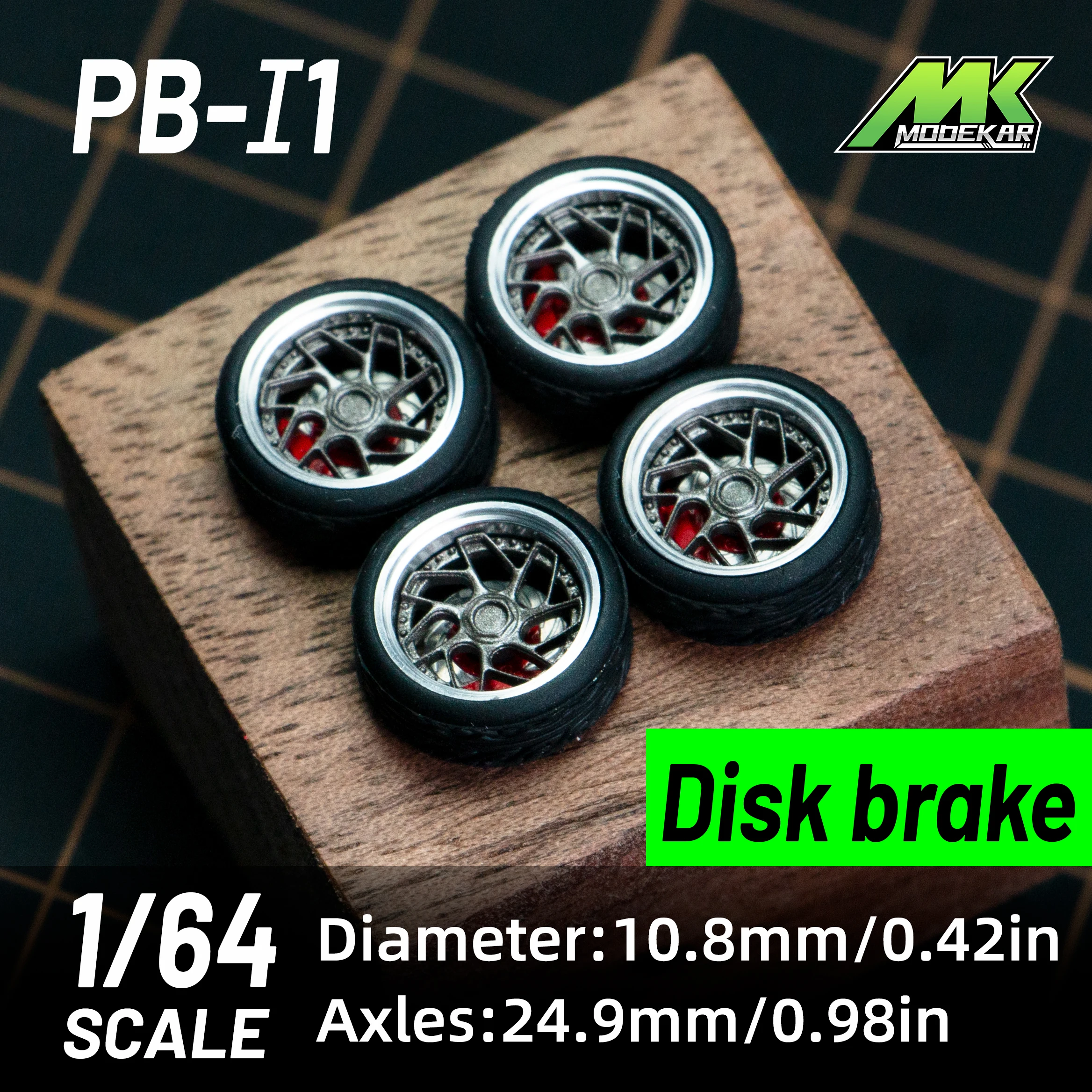 1/64 Microkiom 10.8mm Wheels with Rubber Tires Model Car Conversion Parts JDM VIP Hotwheels Tomica MiniGT Special Model PB-I