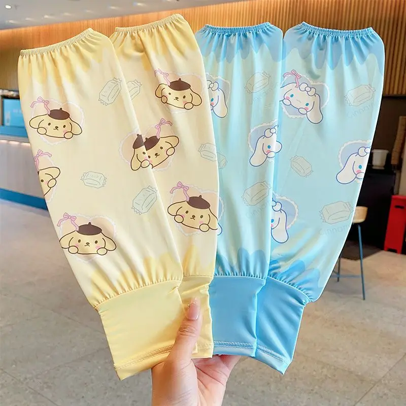 Sanrio Anime Cinnamoroll 1Pair Kids Arm Sleeves Sun Protection Cooling UV Protection Sleeves Anti-Slip Ice Silk Arm Covers Cute