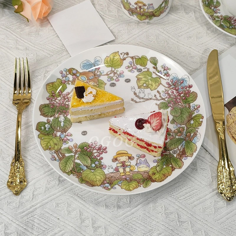 

Sweet Floral 4-Piece Mug Set Porcelain Cup with Saucer and Dessert Plate Cute Kitchenware Gift Boxed for Women Girls