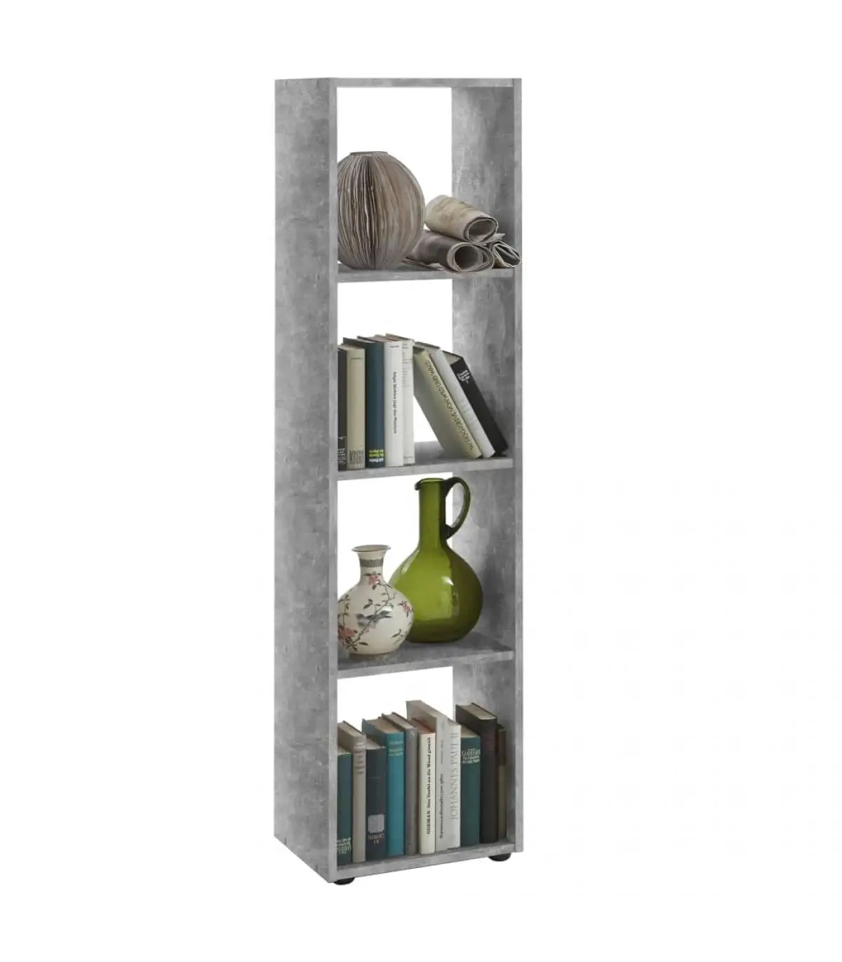 Bookcases and shelves FMD shelf with 4 compartments gray concrete