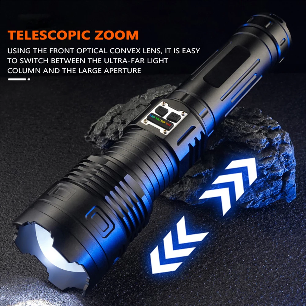 High power 150W Strong led flashlights Super Long Range military tactical  flashlight the most Powerful Rechargeable COB lantern