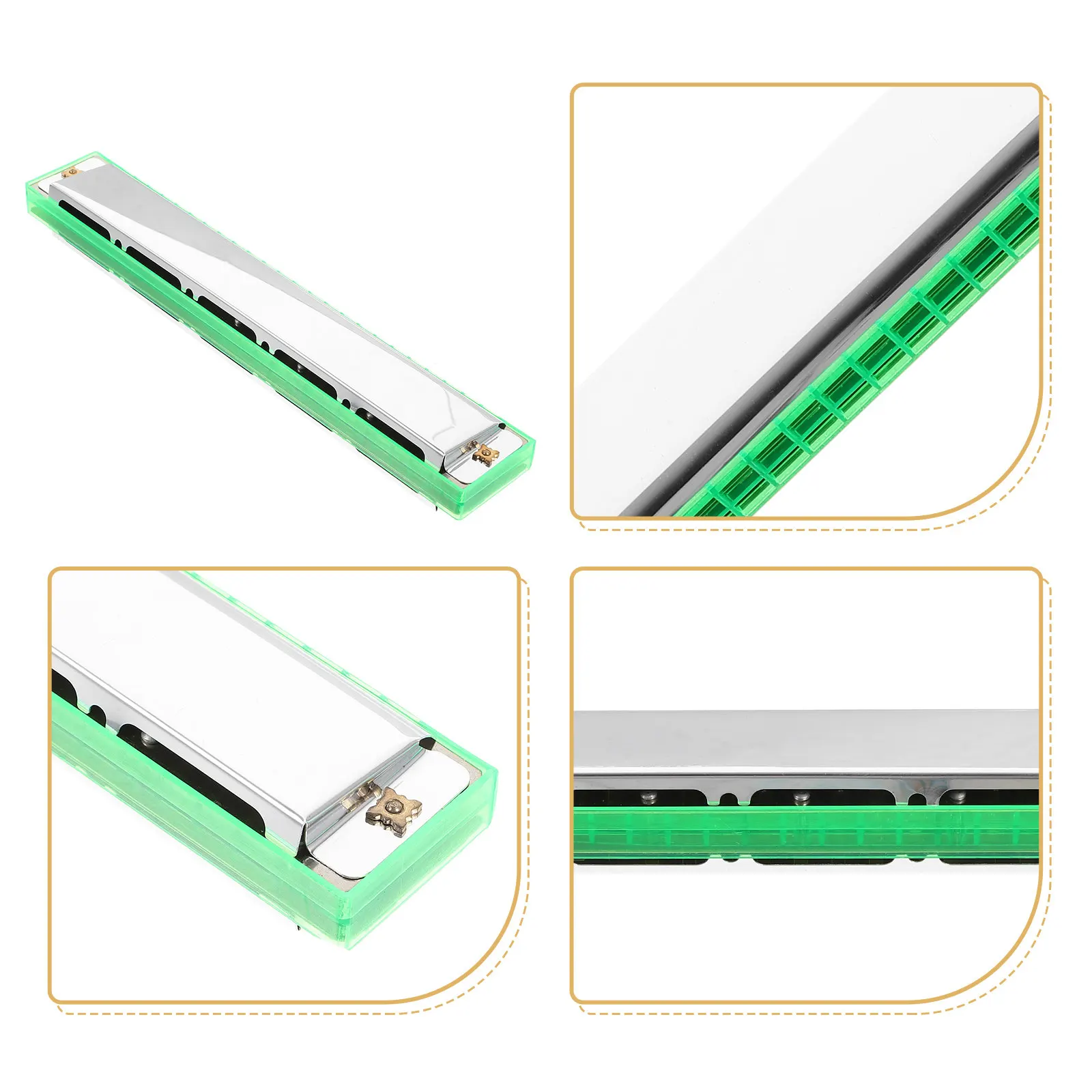 24-Hole Harmonica High-Grade ABS Sturdy Build Long-Lasting Sound Quality Suitable for Beginners Advanced Players Kids Adults
