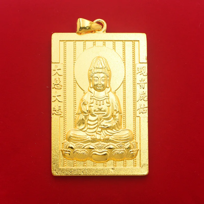 

Gold Shop Same Style 9999 24K Real Gold Men's Gold Necklace Pendant Bodhisattva Boss Party Beautiful Jewelry
