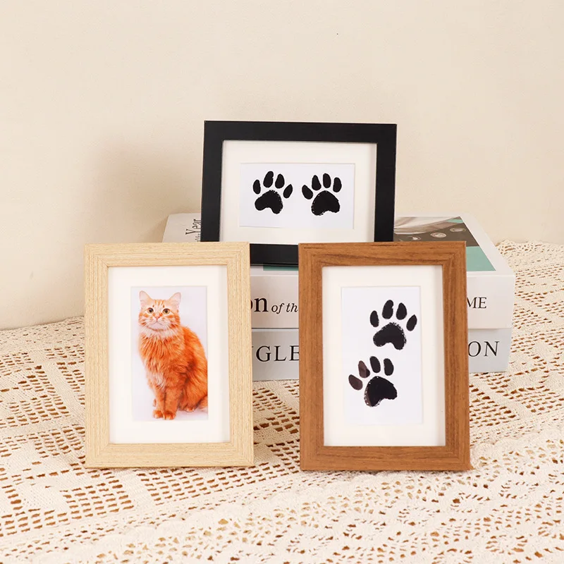 G21 Solid Wood Pet Paw Print Frame with Non-Toxic Wash-Free Ink Pad Frame Pet Growth Keepsake Gift pet memorials and gifts