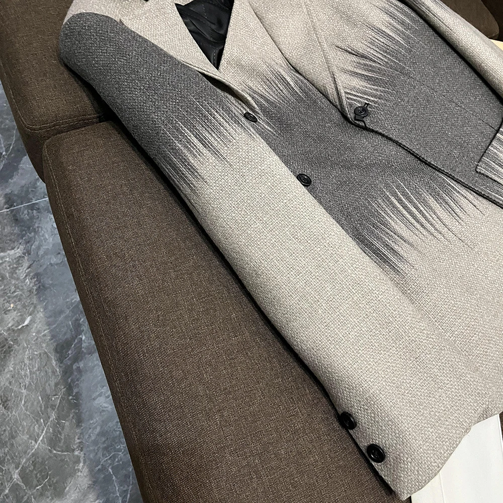 TWOTWINSTYLE فضفاض ضرب اللون سترات رجالي للنساء التلبيب كم طويل تقسم زر مزاجه الحلل الإناث جديد KJA507668