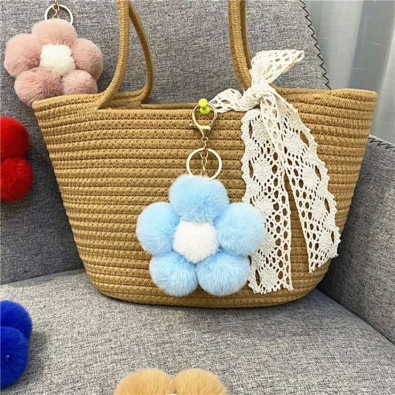 LLavero de peluche de flores para mujer y niña, accesorio colgante de 16cm para bolso de coche, decoración de habitación, regalo creativo