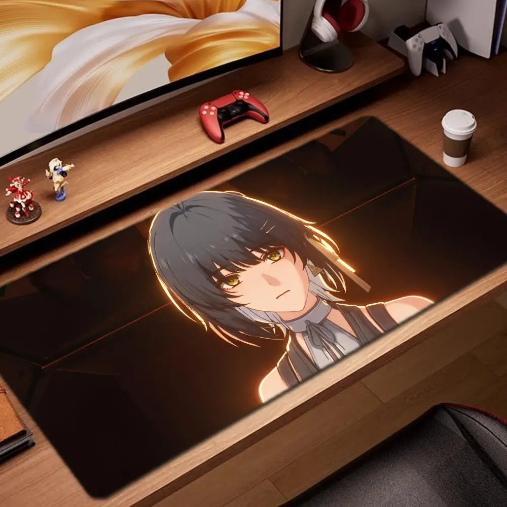 

Коврик для мыши Rover Wuwa, игровые аксессуары, коврик для клавиатуры XXL, большой, с фиксирующим краем, 900x400 мм, настольный коврик, игровой коврик для мыши