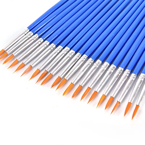 New 10Pcs Nylon Hair Artist Paint Brush Acrylic Watercolor Round Fine Hand Point Tip