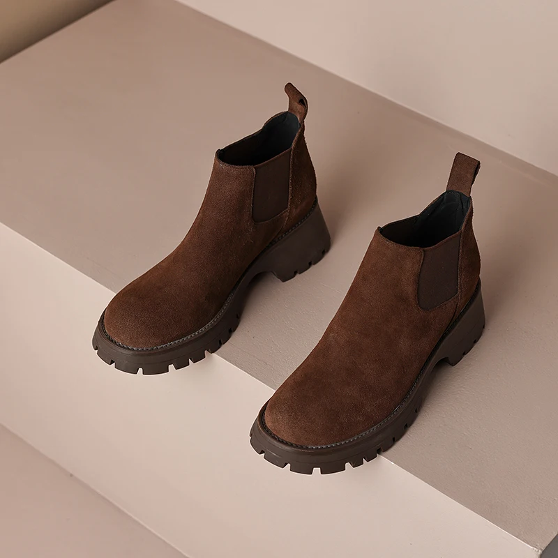 AIYUQI Women's Chelsea Boots Genuine Leather 2026 New  Chimney Short Female Boots Large Size Platform Women's Ankle Boots