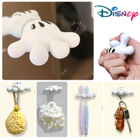 Disney Mickey Mouse Toothbrush Holder Self Adhesive Wall Mounted Decor Cartoon Bathroom Door Kawaii Soft Key Towel Storage Hook
