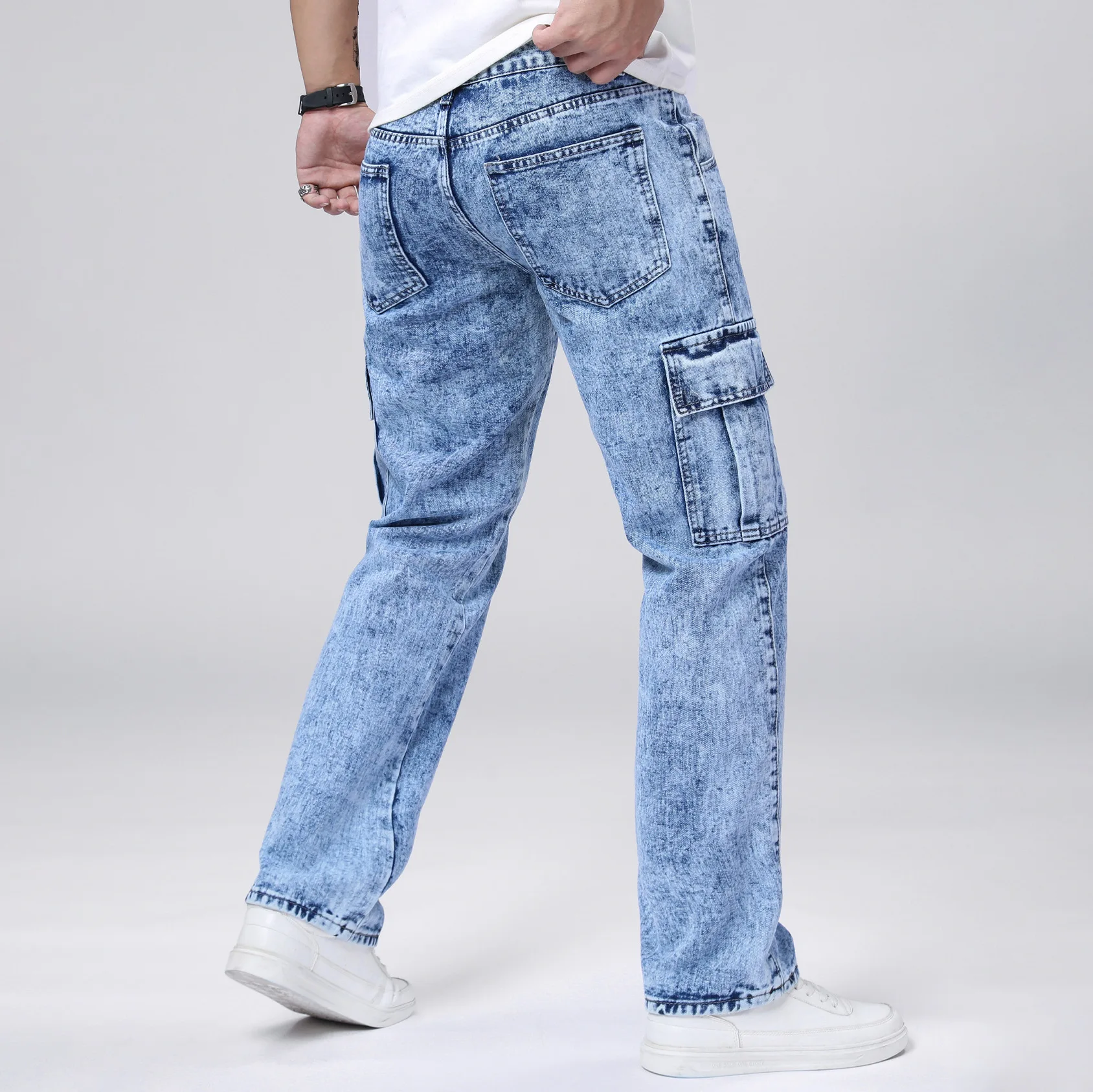 2027 New Men's Light Blue Jeans, Workwear-style Denim Pants, Stylish Casual Trousers. 2026
