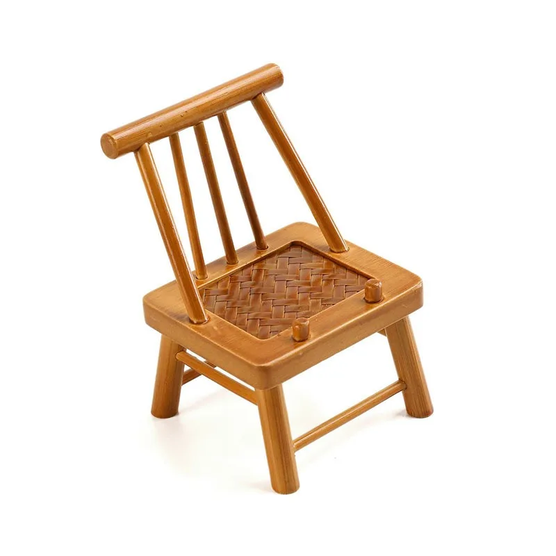 For Bamboo Chair Mobile Phone Holder Mini Bamboo Craft Ornament Retro Bamboo Chair Decorative Desktop Bracket Ornament