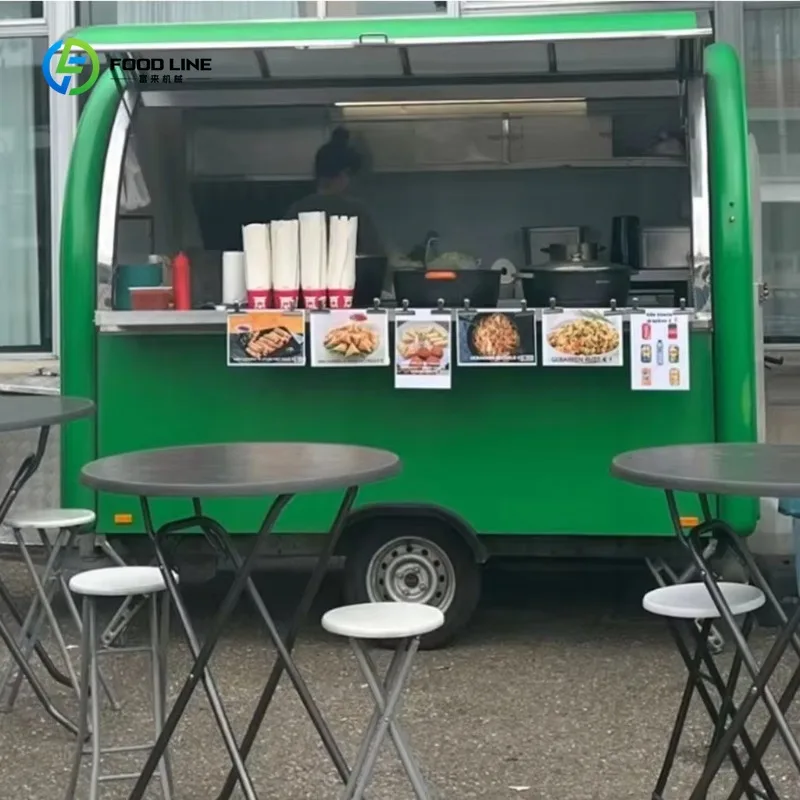 French Fries Fast Food Mobile Cart Full Equipment Trailer for Commercial Vending Custom