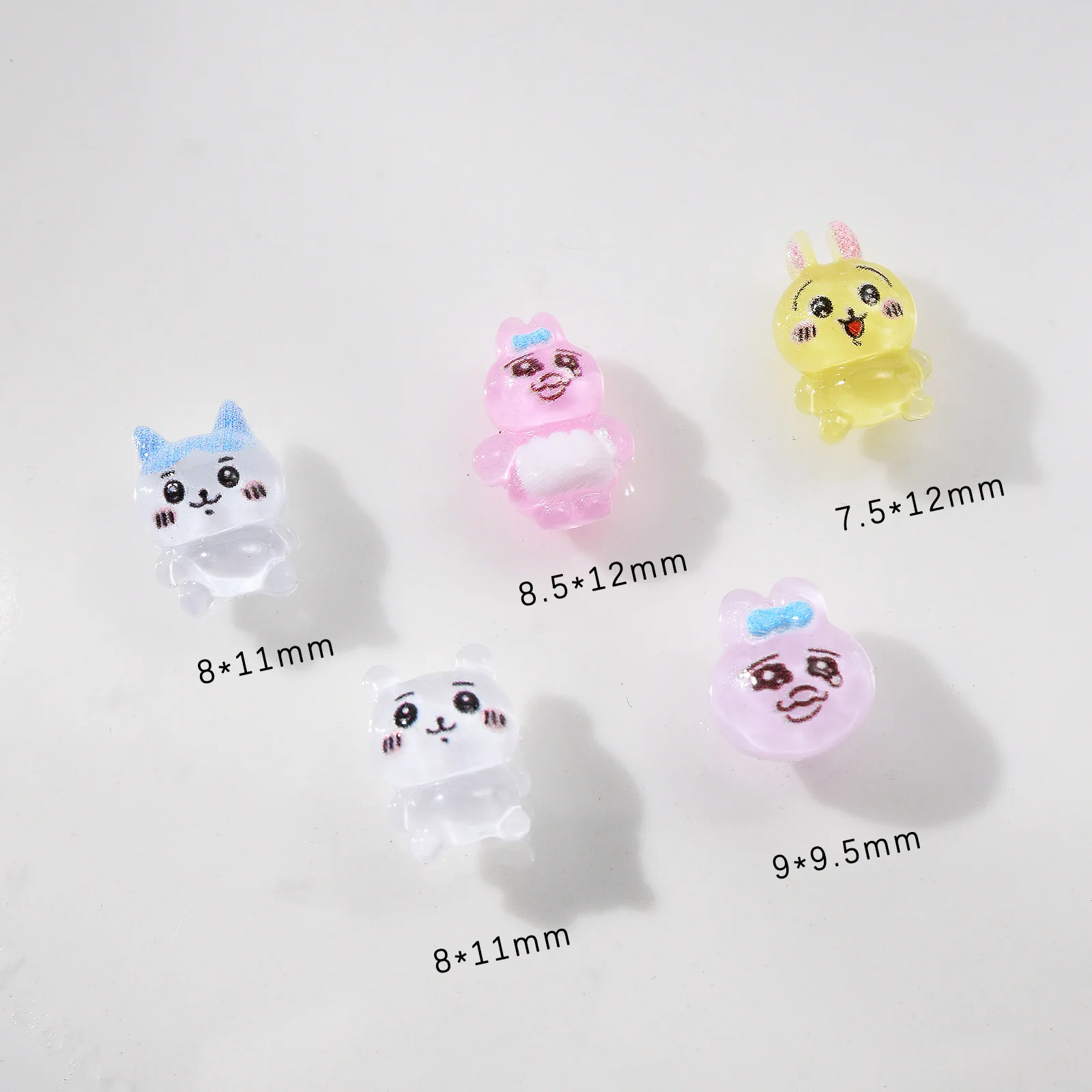 50pcs MINISO Chiikawas Nail Charms Kawaii Hachiware Anime Cute Usagi Cartoon Mini Resin Fltatback Cabochons for jewelry making