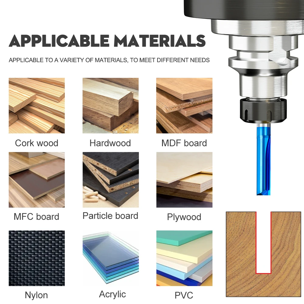 1pc 2 Flute Straight End Mill Carbide Router Bit For Wood, PVC, Plastic CNC Engraving Milling Tools 4mm/6mm Shank Milling Cutter