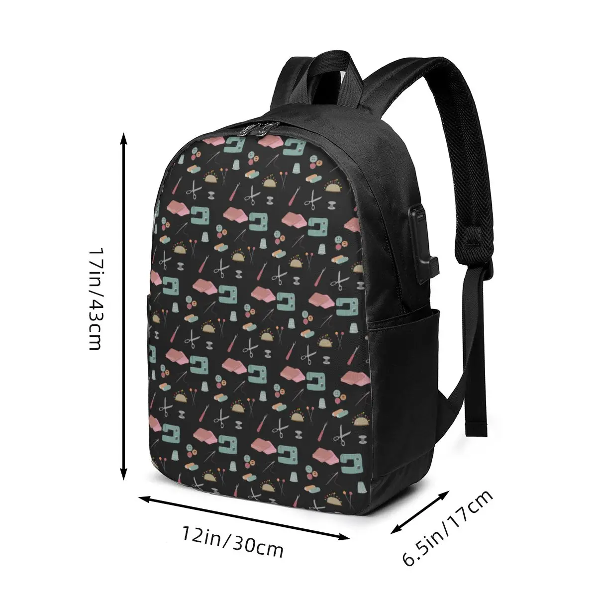Sewing Kit Element Themed Backpack Travel Notebook Bag Computer College Student School Bag Laptop Shoulder Bags for Men Women