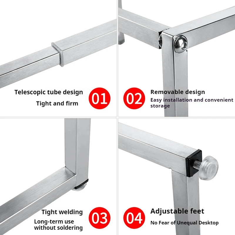 Retractable Holder Two Layers Bracket Multi functional 35-60cm Retractable Two Layers Jam Pot Holder Stainless Steel Bracket