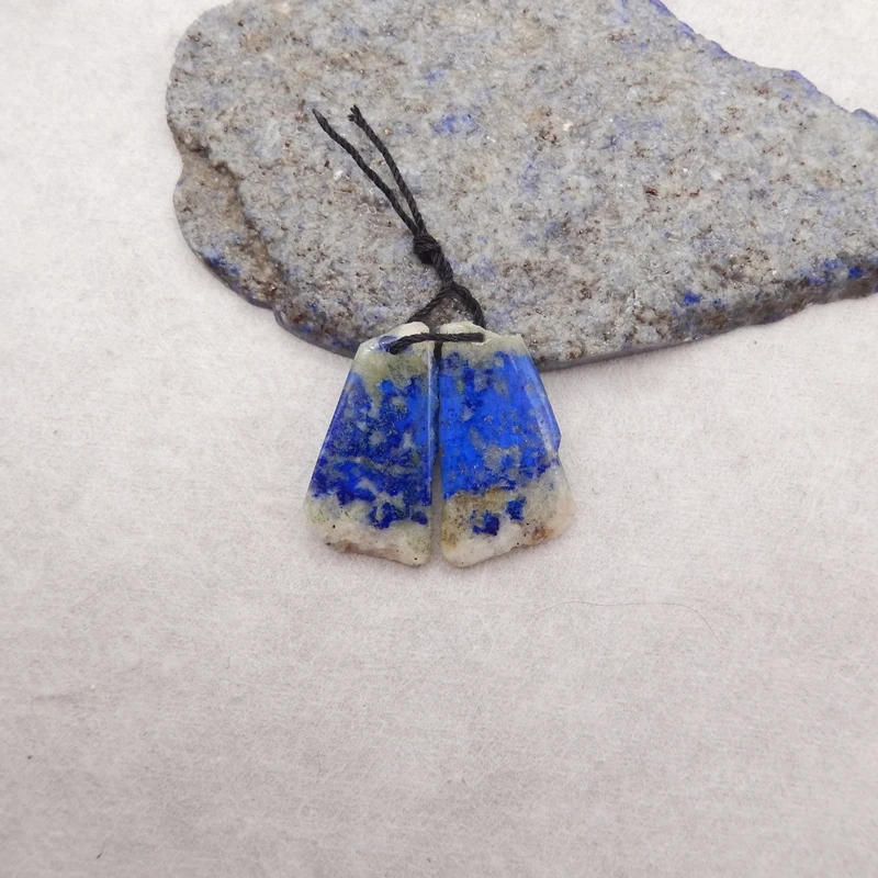 

Natural Lapis Lazuli Gemstone Earrings Pair 28x16x3mm 6.1g Popular Jewelry Gift