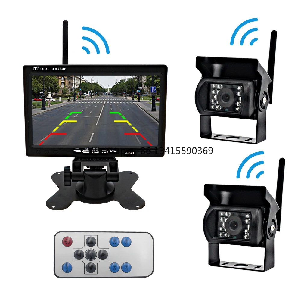 

Truck camer System Wireless Car Monior Analog Signal 7 Inch LCD Monior 2 camers Wireless Truck Rear View camer System