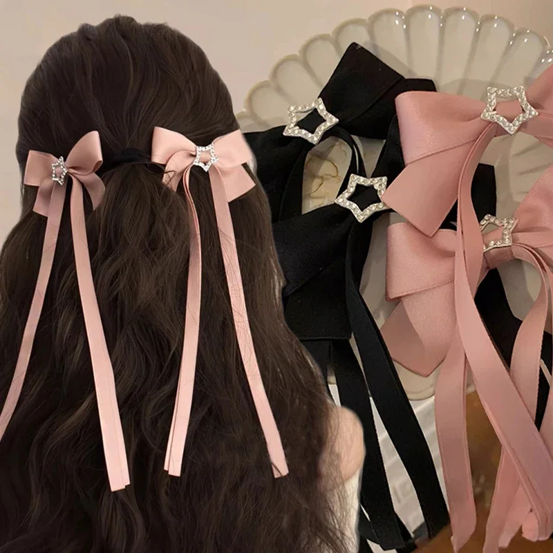 

Star Bowknot Hair Clips for Girls Kawii Barrettes Cute Hair Accessoires Kids Colored Ribbon Woman Hairpins Hairgrip Gifts