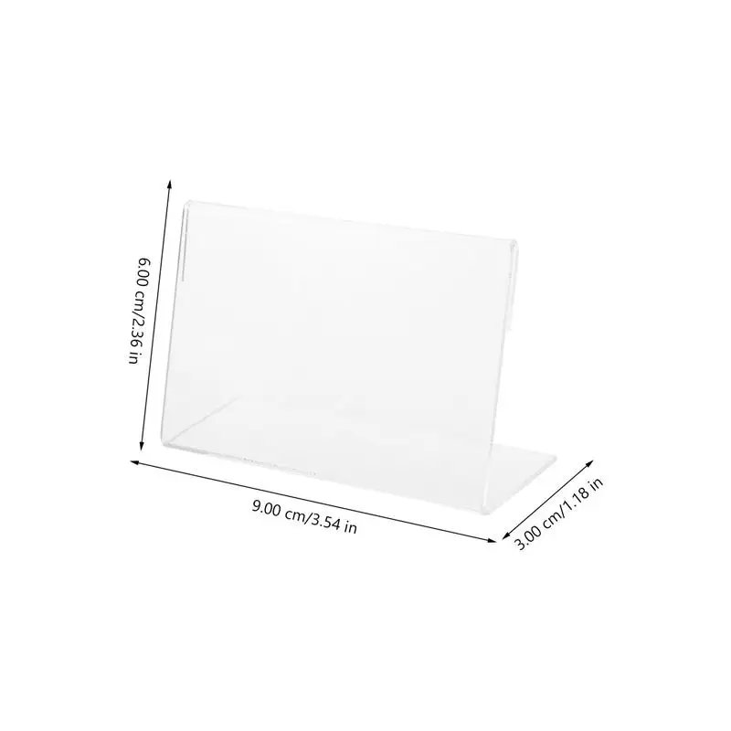 20Pcs Transparent Price Tag Display Stands Clear Acrylic L Shape Display Holder Counter Top Stands Price Labels Poster Racks