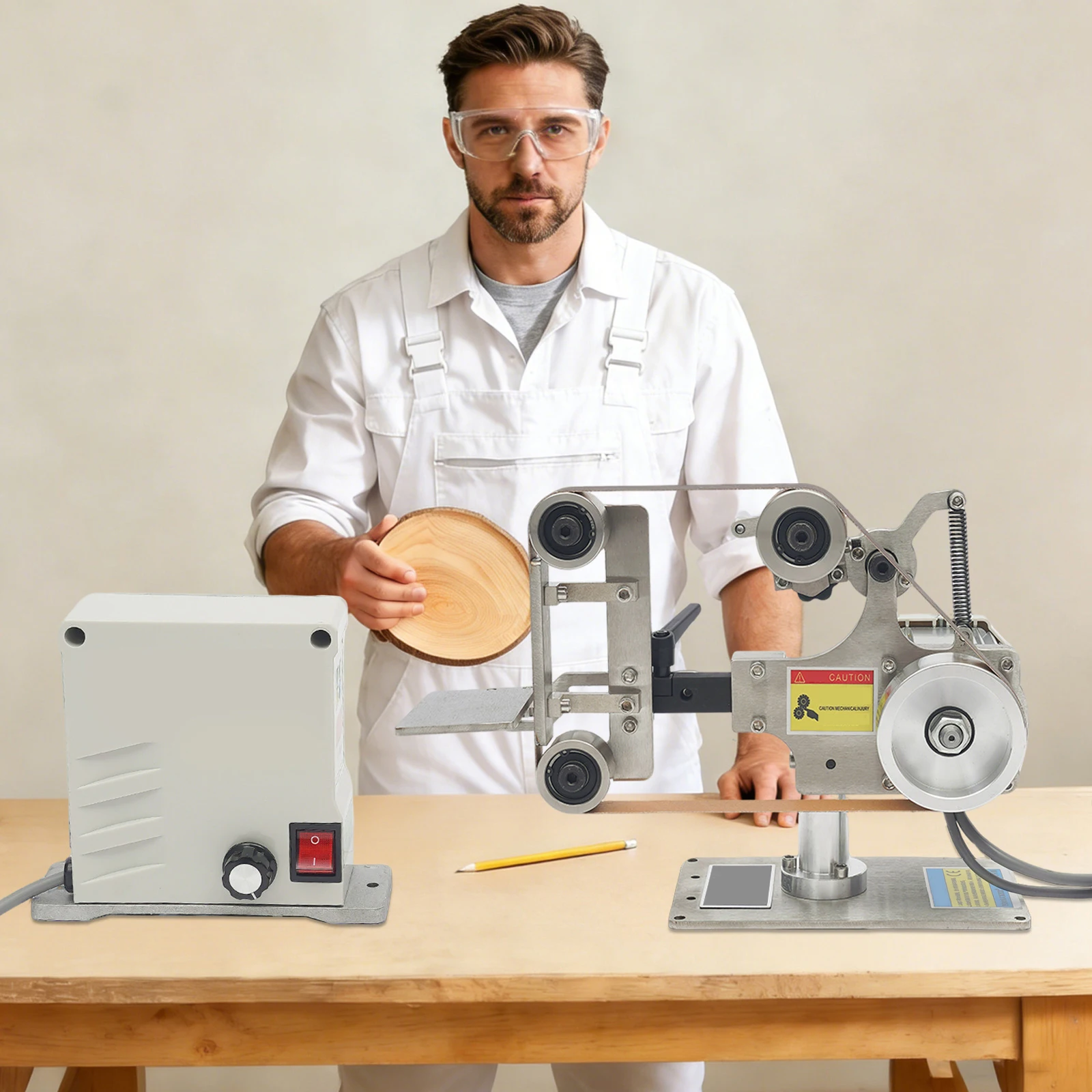 Elektrischer Mini-Bandschleifer, Poliermaschine, 550 W DC, bürstenloser Motor, 30 m/s, für Metallverarbeitung, Schmuckherstellung – Detail 9