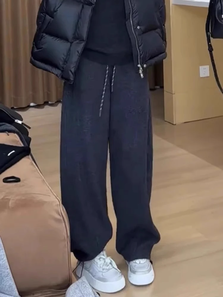 Pantaloni casual autunno inverno foderati in Fce da donna taglie forti Pantaloni dimagranti a vita alta larghi a gamba larga pera scimmia