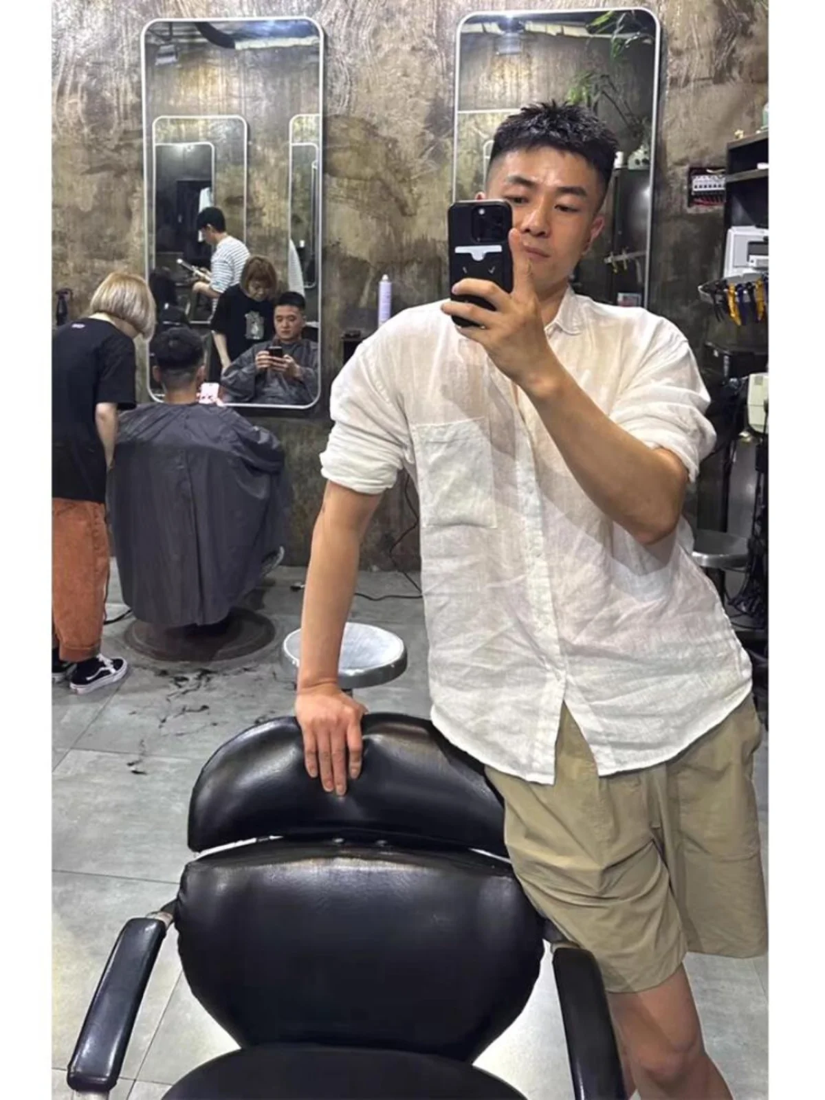 

Men's Cotton Linen Pleated Shirt Loose Long Sleeve Breathable Workwear Basic Versatile Youth Trend All Seasons Color