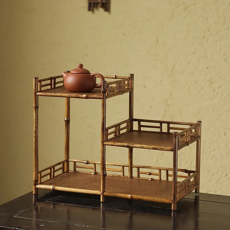 

New Chinese Style Blog Rack Tea Room Study Desk Shelf Plant Organizer Cabinet for Elegant Storage Display Tea Room Organizer