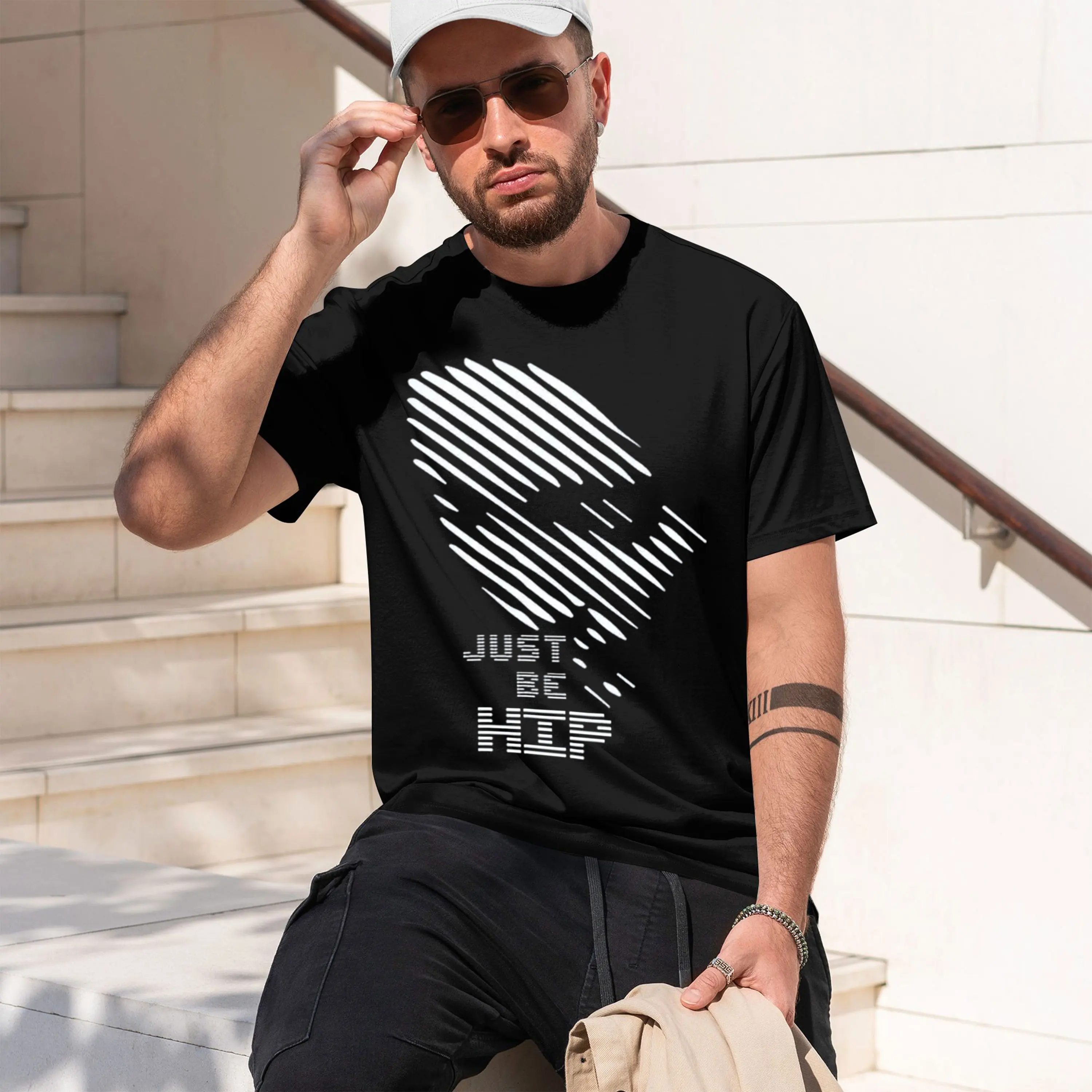 Mens Graph T-Shirt Easy Being Hip - Just Be Hip - Eco-Responsible 2026 New Model Short-sleeve crewneck T-Shirt Classic Casual Mu