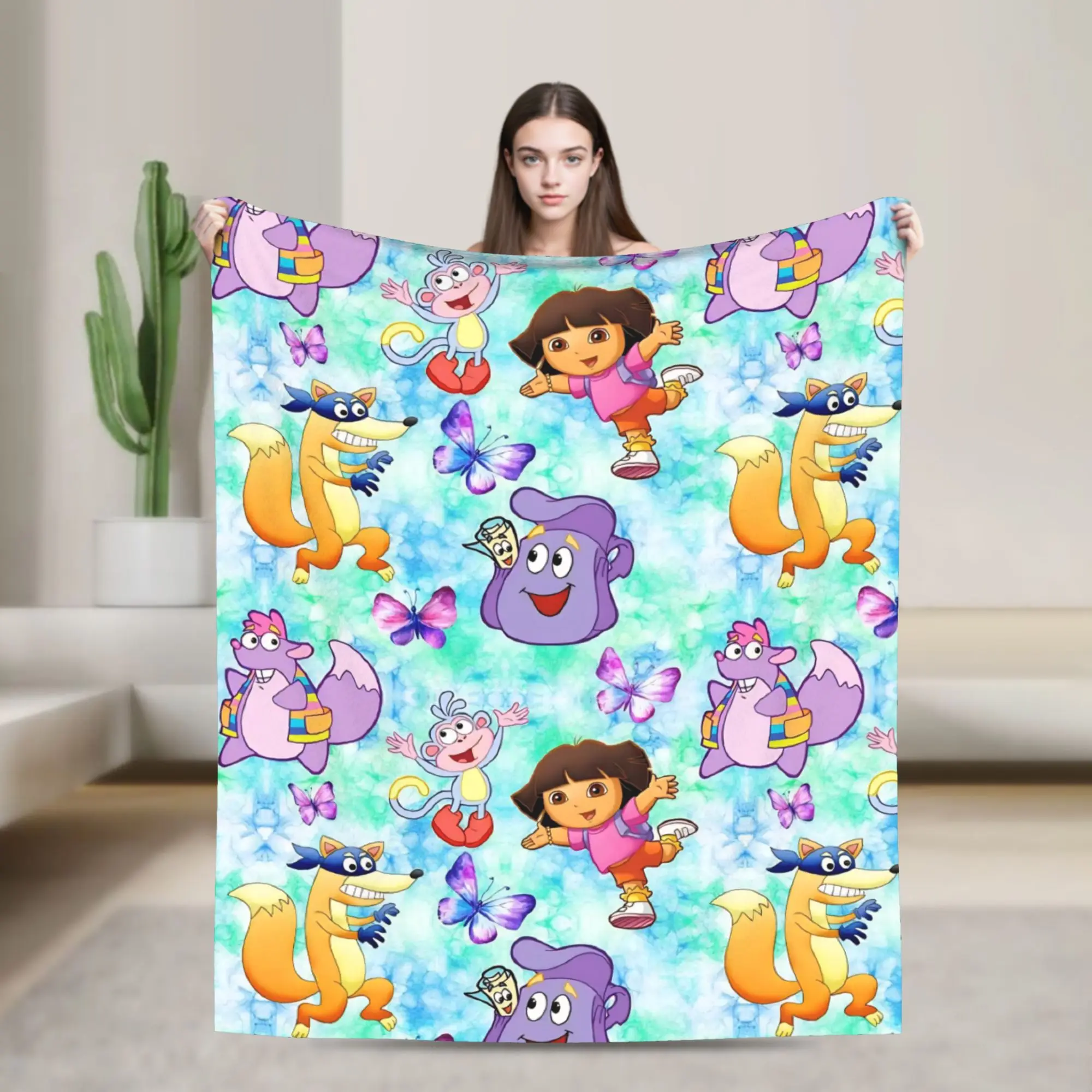 D-Doras The Explorer Blanket  Airplane Travel Flannel Throw Blanket For Home Decor Soft Quality Bedspread Birthday Gift