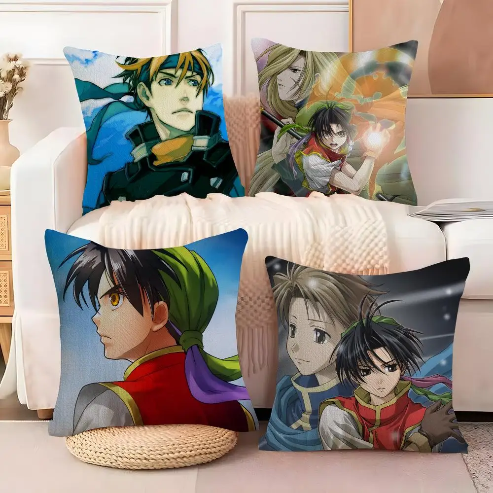 Anime G-Genso S-Suikoden Cushion Cover  Plush Fabric Soft Double Sided Print Sofa Cushion Cover Throw Pillow Covers