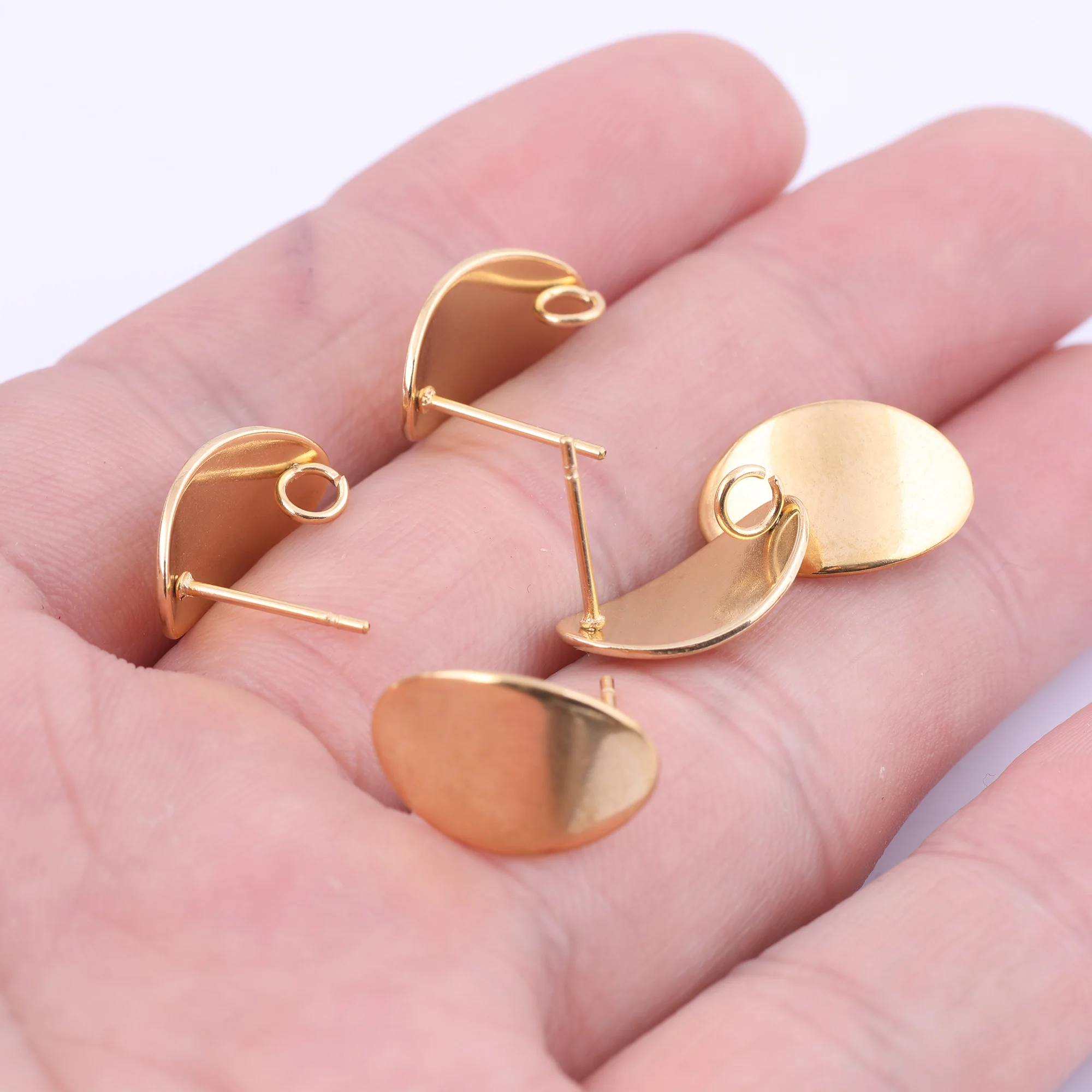 10pcs Gold Plated Stainless Steel Leverback Earring Base Blanks Fit 10mm Heart Cabochon Setting Bezels Diy Jewelry Findings