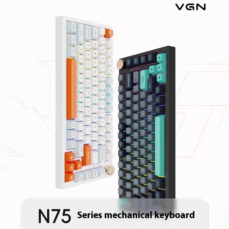 

Vgn N75 Mechanical Keyboard Gasket 2.4g/Usb/Bluetooth Tri Mode Wireless Ergonomic Multi Knob Customized Hot Swap Keyboard PCGift