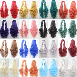 80cm long curly oblique bangs wig Halloween cosplay wig high temperature wire chemical fibre hair female wig