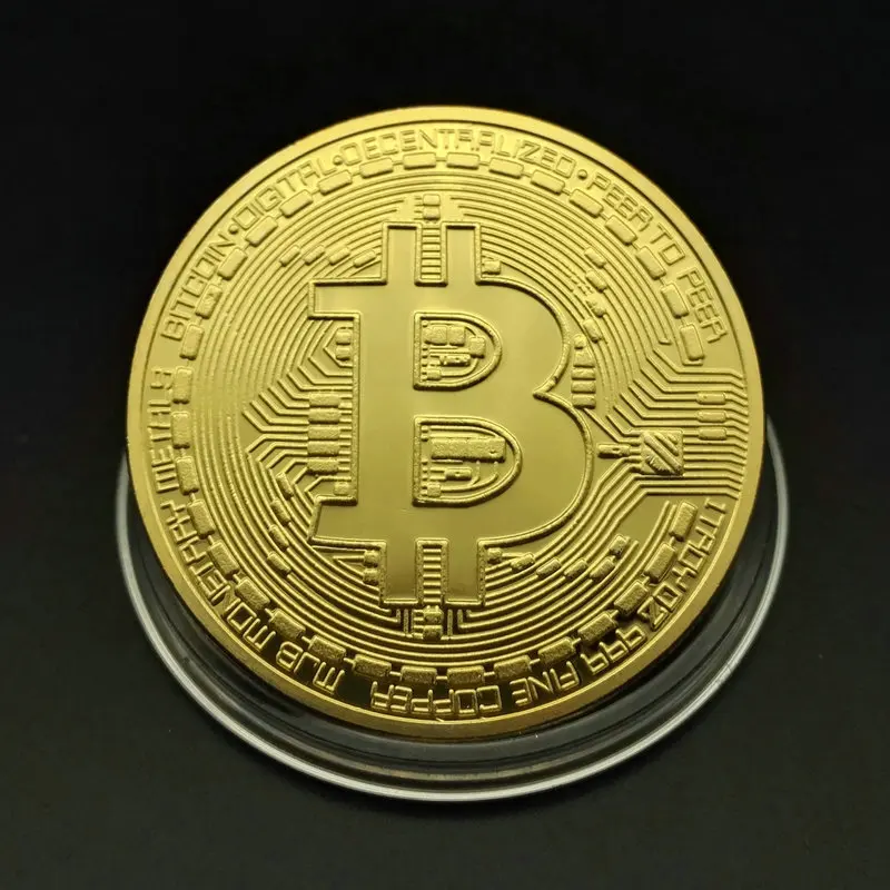 Gold Plated Bitcoin Coin Collectible Art Collection Gift Physical Commemorative Casascius Bit BTC Metal Antique Imitation