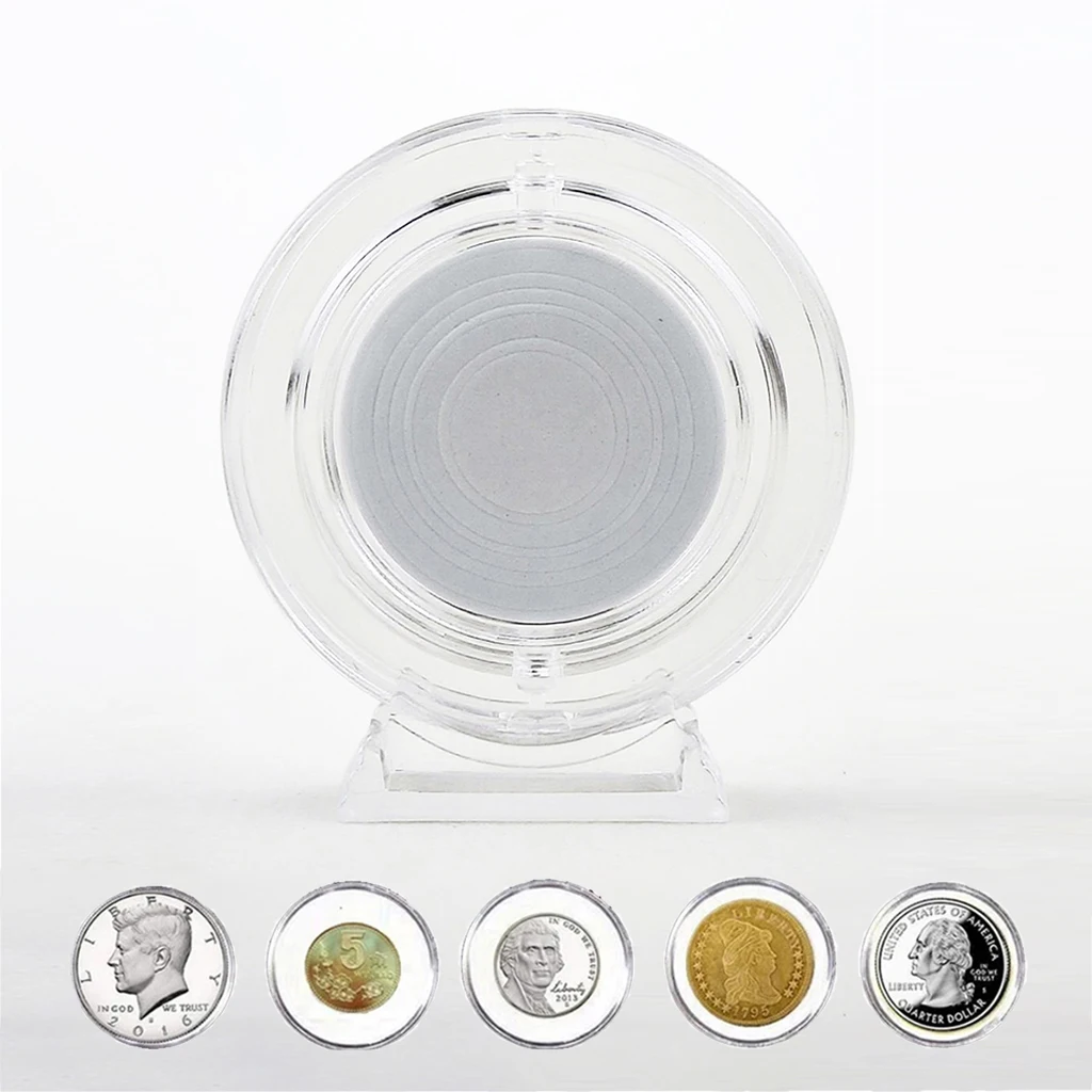 

10PCS Rotary Coin Display Holder Coin Capsule Case with Stand, 17mm/20mm/25mm/27mm/30mm/33mm/38mm/40mm Coin Collection Holder
