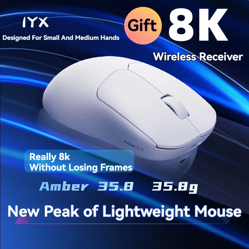 

Игровая мышь IYX AM35.8 2,4G, беспроводная, 8000 Гц, PAW3395, 26000 точек на дюйм, 35 г, легкая, эргономичная, высокопроизводительная мышь для киберспорта