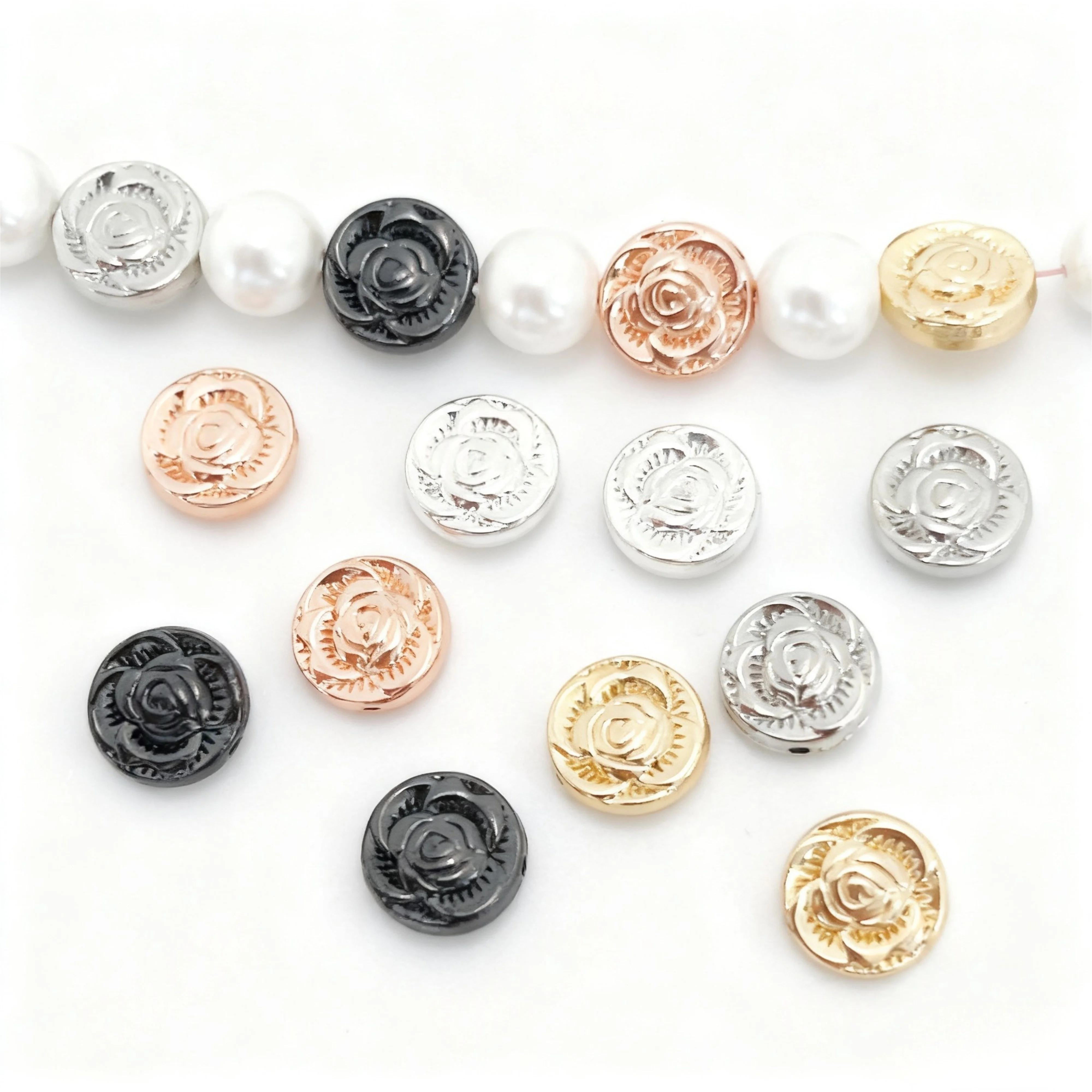 

3pcs Gold Plated Copper Carved Flower Separator Beads DIY Pearl Bracelet Necklace Accessories Jewelry Making Materials Wholesale